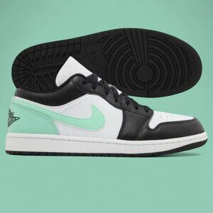 Air Jordan 1 Low Green Glow White Mens Retro Basketball Shoes 553558 131 NEW
